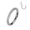 Titanium Seamless Hinged Clicker Hoop with SIDE Round Gem Pave