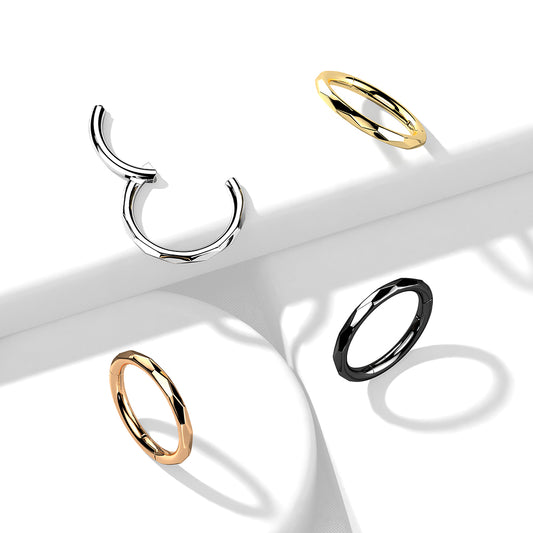 Faceted Titanium Hinged Clicker Body Jewellery