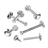 Titanium Flat Back Gem Body Jewellery. Internally Threaded Flat Back Stud. 16g or 18g