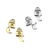 Titanium Moon Earring with Traditional Butterfly Backing (PAIR)
