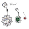 Titanium Floweret Belly Ring with Internal Threading