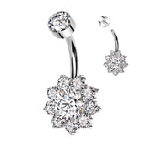 Titanium Floweret Belly Ring with Internal Threading