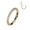 Gold Titanium Seamless Hinged Clicker Hoop with SIDE Gem Pave