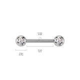 Gold Titanium Internally Threaded Gemmed Nipple Barbells