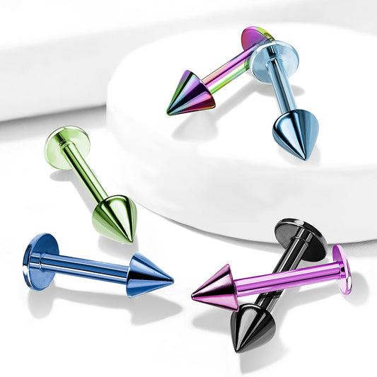 Metallic Spike Threaded Stud Body Jewellery. Ear or Lip Placement