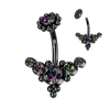 Florence Cluster Navel Ring with Black Titanium Plating