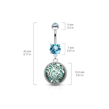 Turquoise Entrapped Filigree Belly Bar