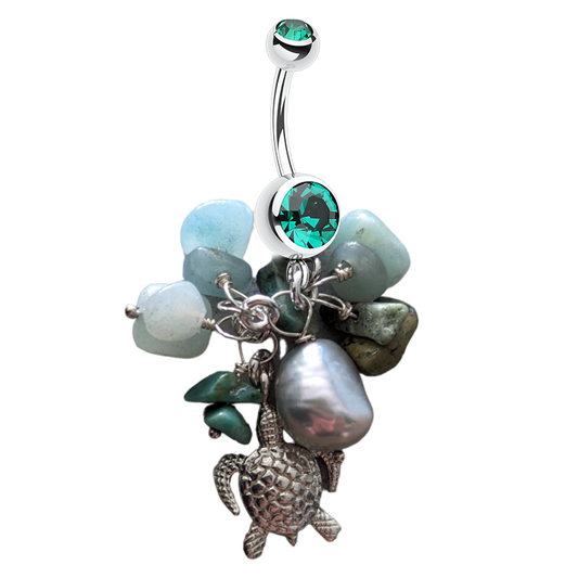 Aquatic Pearl Turtle Belly Dangle by Saltwater Silver