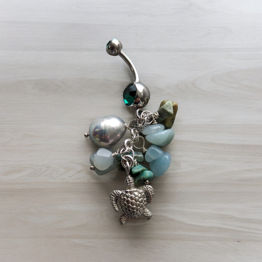Aquatic Pearl Turtle Belly Dangle by Saltwater Silver