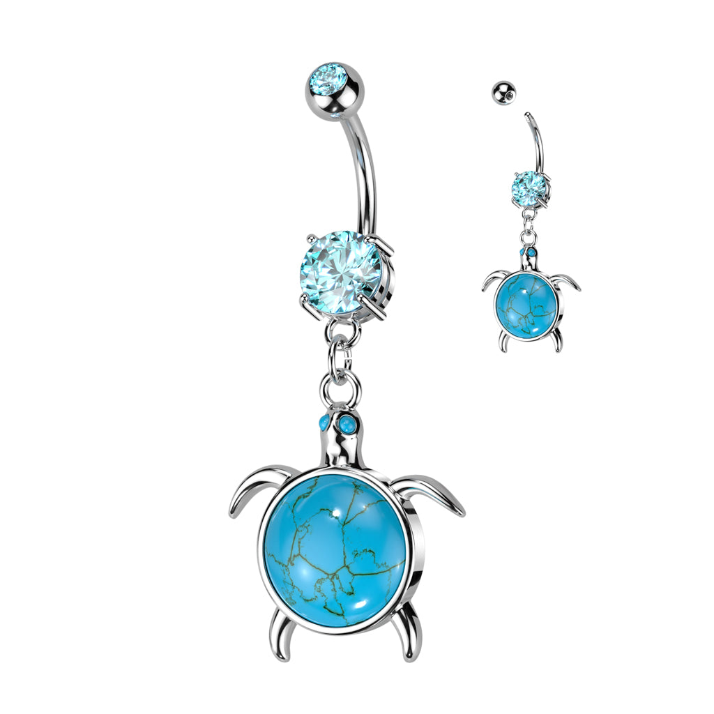 Turquoise Gem Turtle Belly Ring