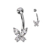 Crystal Cut Butterfly Navel Ring in 14K White Gold
