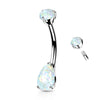 Madame Opal Teardrop Belly Ring in 14K White Gold