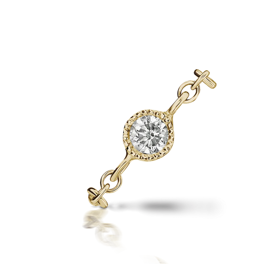 Scalloped Set Diamond Chain Orbit Earring by Maria Tash in Yellow Gold
