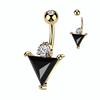 Sphinx Abyss Belly Button Bar with Gold Plating