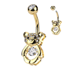 Hollowed Crystal Teddy Bear Belly Bar with Gold Plating