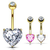 Classic Prong Heart Belly Ring in 14K Gold
