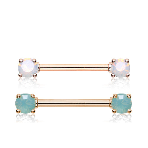 Opaline Nipple Barbell Ring in Rose Gold - Nipple Ring. Navel Rings Australia.
