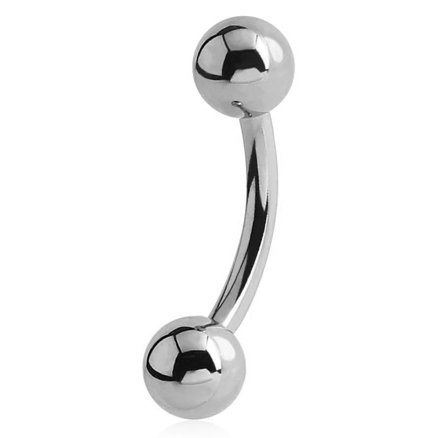 Basic Duo Ball Body Jewellery in 14K White Gold - Basic Curved Barbell. Navel Rings Australia.
