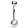 Classique Bezel Set Belly Ring in 14K White Gold