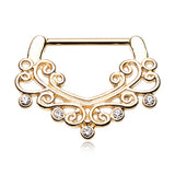 Gold Victorian Filigree Nipple Clicker - Nipple Ring. Navel Rings Australia.