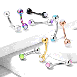 16g Petite Cloud Nine Body Jewellery with Rainbow Titanium Plating. 16g Navel or Eyebrow