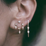 Invisible Set Diamond Threaded Stud Earring by Maria Tash in 18K White Gold. Flat Stud. - Earring. Navel Rings Australia.