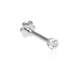 Invisible Set Diamond Threaded Stud Earring by Maria Tash in 18K White Gold. Flat Stud. - Earring. Navel Rings Australia.