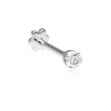 Invisible Set Diamond Threaded Stud Earring by Maria Tash in 18K White Gold. Flat Stud. - Earring. Navel Rings Australia.