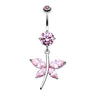 Crystal Wing Butterfly Navel Bar - Dangling Belly Ring. Navel Rings Australia.