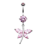 Crystal Wing Butterfly Navel Bar - Dangling Belly Ring. Navel Rings Australia.