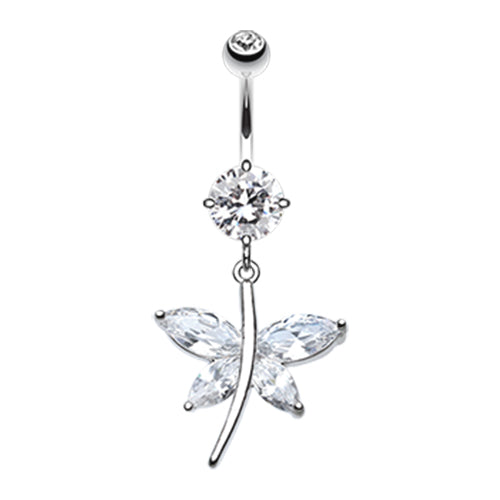 Crystal Wing Butterfly Navel Bar - Dangling Belly Ring. Navel Rings Australia.