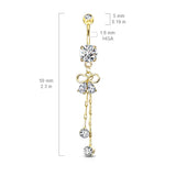 Ciảra Bow-Tie Belly Ring with Rose Gold Plating - Dangling Belly Ring. Navel Rings Australia.