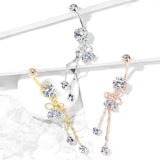 Ciảra Bow-Tie Belly Ring with Rose Gold Plating - Dangling Belly Ring. Navel Rings Australia.
