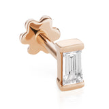 Diamond Baguette Threaded Stud Earring by Maria Tash in Rose Gold - Earring. Navel Rings Australia.