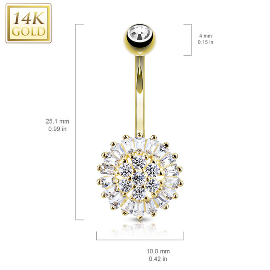 Baguette Spinner Belly Ring in 14K Yellow Gold