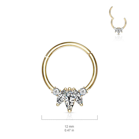 Marquise Septum & Daith Clicker in 14K Gold - Septum. Navel Rings Australia.