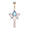 Saraswati Lotus Flower Navel Ring with Rose Gold Plating