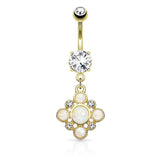 Gypsy Soul Opal Belly Drop with Gold Plating - Dangling Belly Ring. Navel Rings Australia.