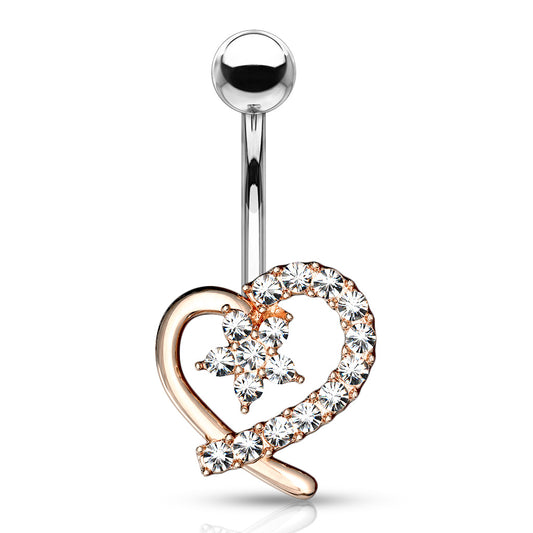 Lost in Love Belly Bar with Rose Gold Plating - Fixed (non-dangle) Belly Bar. Navel Rings Australia.