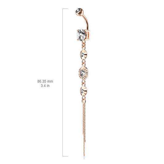 Classico Vintage Drop Chain Belly Bar in Gold - Dangling Belly Ring. Navel Rings Australia.