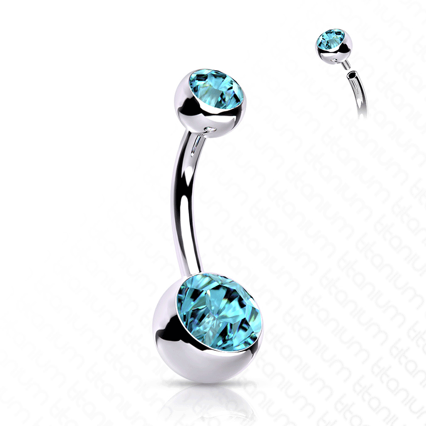 Titanium Internally Threaded Gem Belly Rings