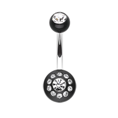 The Gem Dial Belly Bar - Fixed (non-dangle) Belly Bar. Navel Rings Australia.