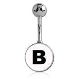 Printed Alphabet Letter Initial Belly Bars - Basic Curved Barbell. Navel Rings Australia.