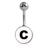 Printed Alphabet Letter Initial Belly Bars - Basic Curved Barbell. Navel Rings Australia.