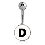Printed Alphabet Letter Initial Belly Bars - Basic Curved Barbell. Navel Rings Australia.