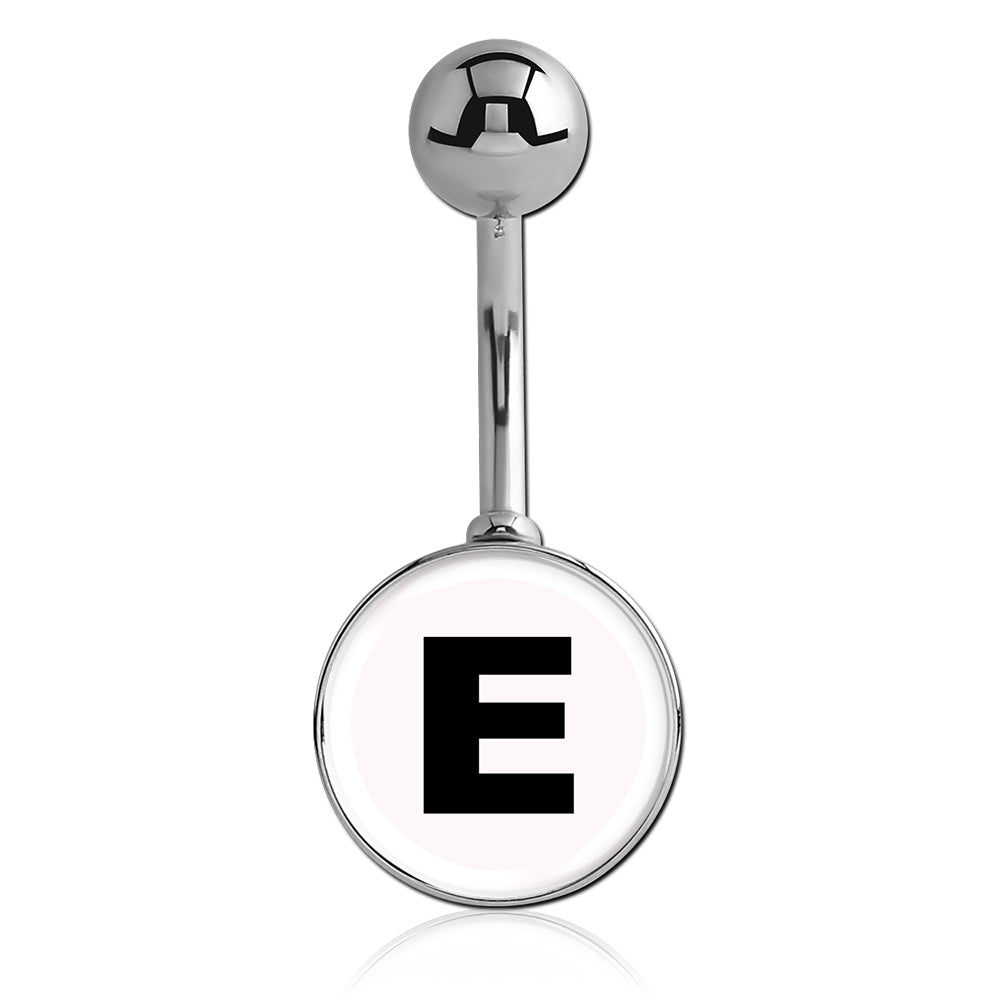 Printed Alphabet Letter Initial Belly Bars - Basic Curved Barbell. Navel Rings Australia.