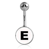Printed Alphabet Letter Initial Belly Bars - Basic Curved Barbell. Navel Rings Australia.