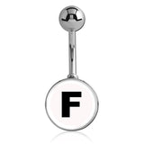 Printed Alphabet Letter Initial Belly Bars - Basic Curved Barbell. Navel Rings Australia.