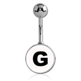 Printed Alphabet Letter Initial Belly Bars - Basic Curved Barbell. Navel Rings Australia.