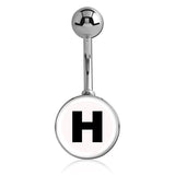 Printed Alphabet Letter Initial Belly Bars - Basic Curved Barbell. Navel Rings Australia.